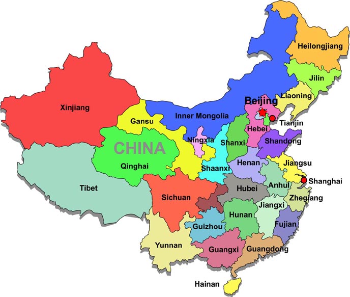 China Karte der Provinenzen