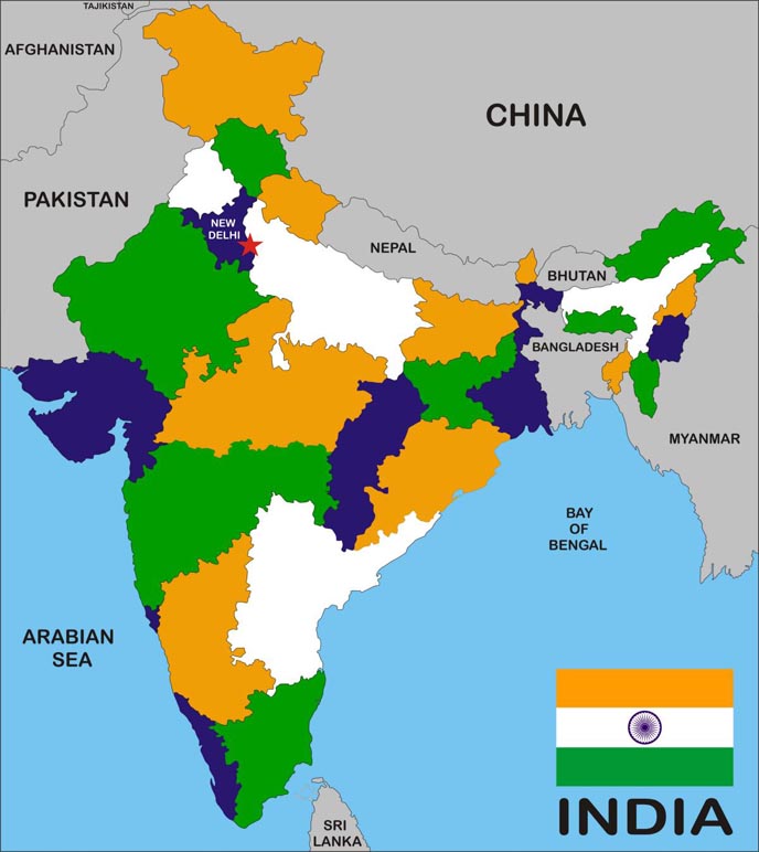 Indien Karte der Provinenzen