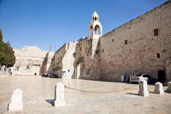 Außenansicht der Geburtskirche in Bethelehem in Israel - Palästina. Die Kirche von der heiligen Helana an der Stelle errichtet, wo Jesus geboren sein soll. 