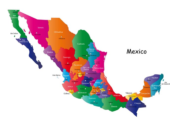 Mexiko Karte der Provinzen