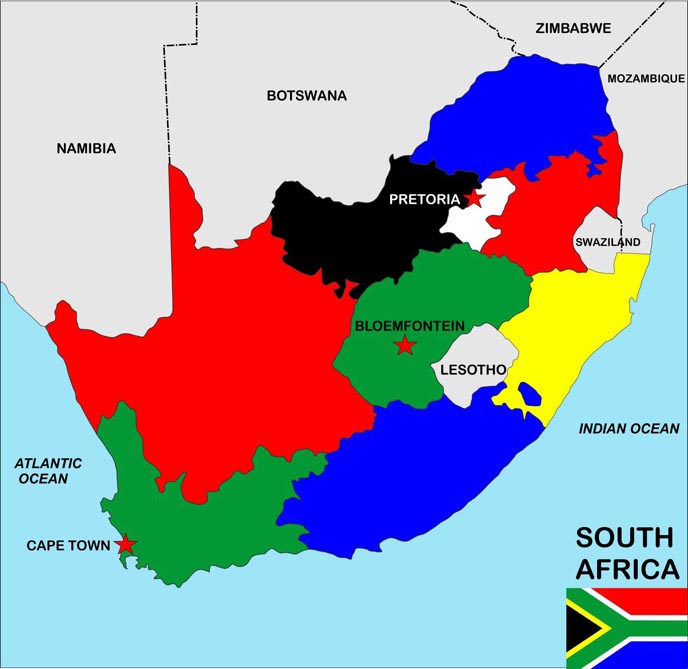 Südafrika Karte der Provinenzen